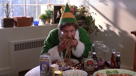 elf cereal scene|scene from elf where buddy passes out on an.